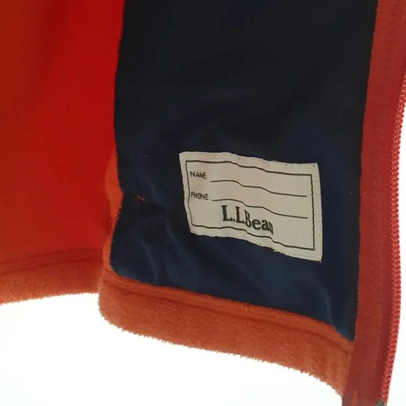 LL Bean orange  Kids Fleece Vest Jacket - Picture 6 of 7